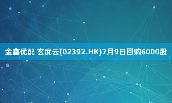 金鑫优配 玄武云(02392.HK)7月9日回购6000股