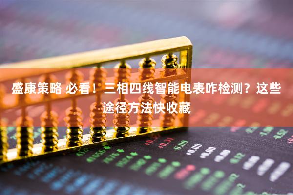 盛康策略 必看！三相四线智能电表咋检测？这些途径方法快收藏
