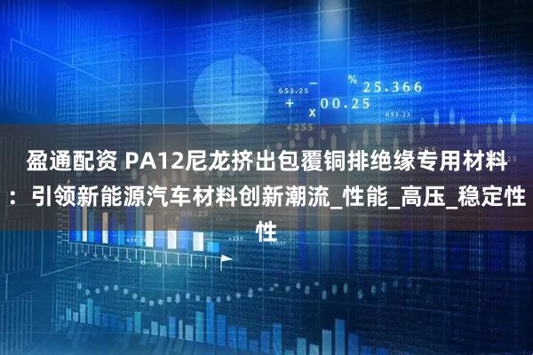 盈通配资 PA12尼龙挤出包覆铜排绝缘专用材料：引领新能源汽车材料创新潮流_性能_高压_稳定性